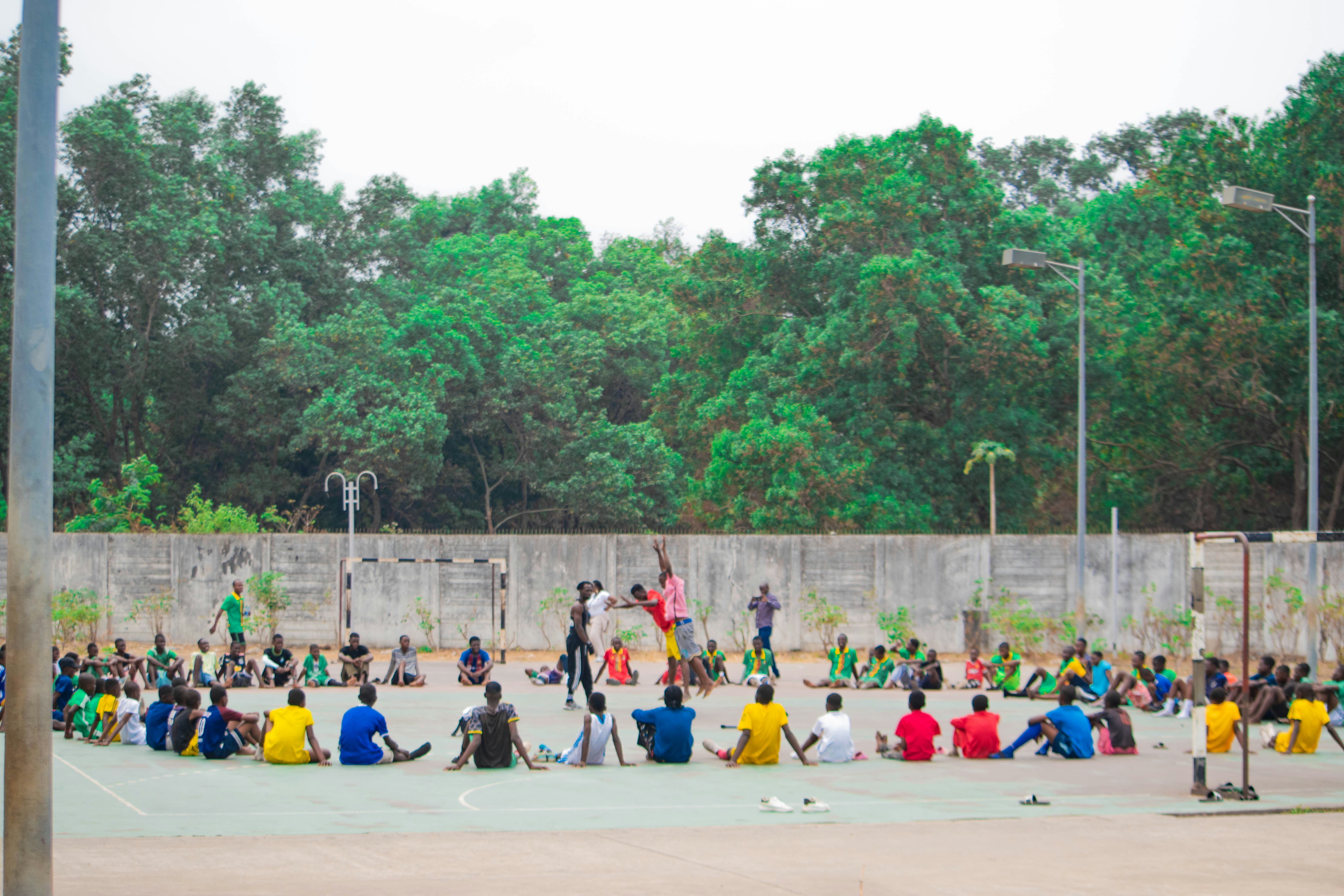 People gathered outdoors for a group activity